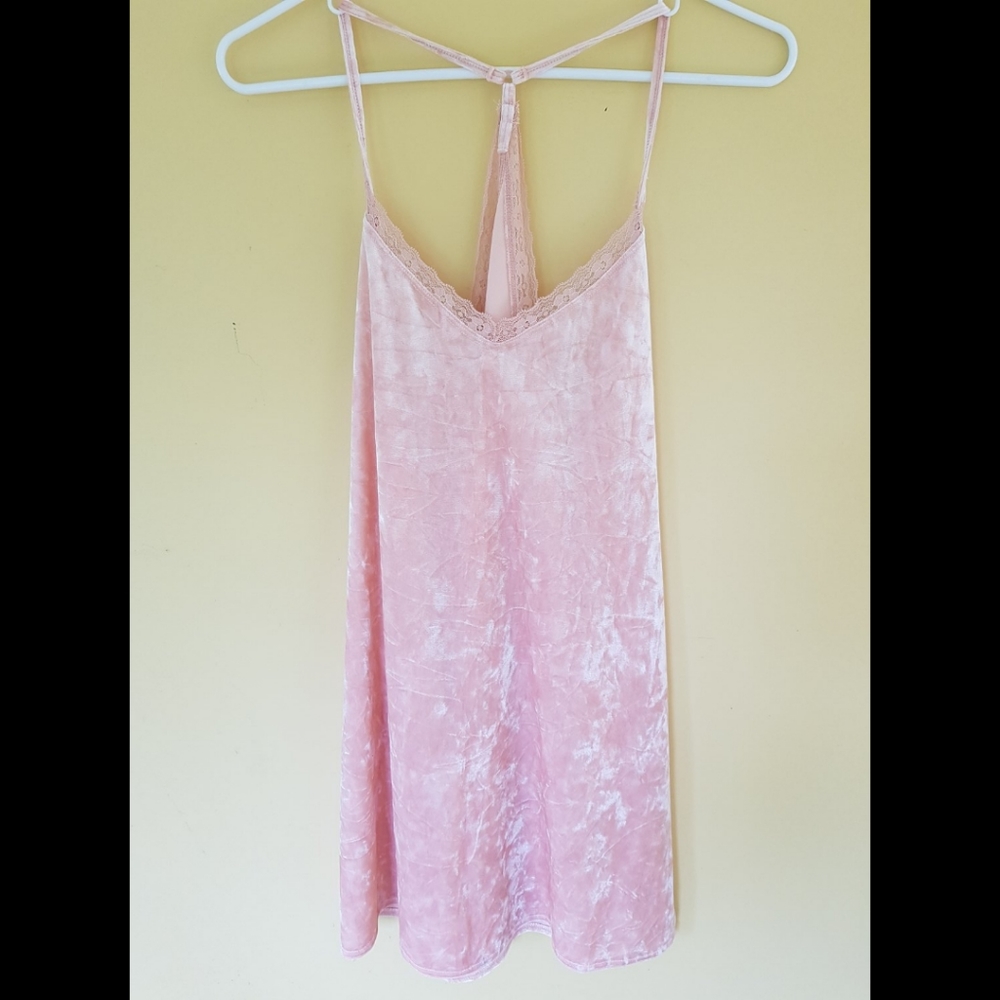 LALA Sleepwear Pink Crushed Velvet Nightgown